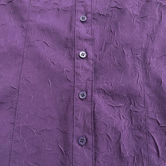 Croft & Barrow Plum Crinkle Fabric Button Up Shirt Womens S - Picture 4 of 12